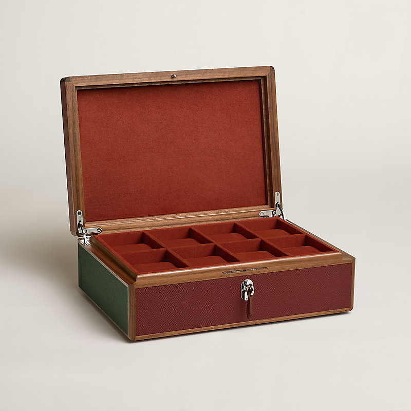 Amalthee Tricolore watch box, large model - Red | Hermès USA